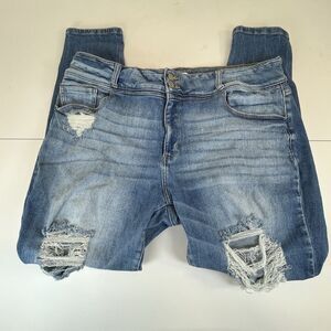 Kancan Signature JEANS Kurvy  Women's 34' 16-18 Mid-Rise Ankle Skinny Distressed